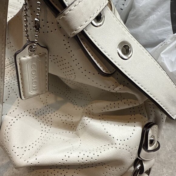 Coach Cream Perforated Butter Soft Leather Crossbody Purse. Like New! - Picture 7 of 10